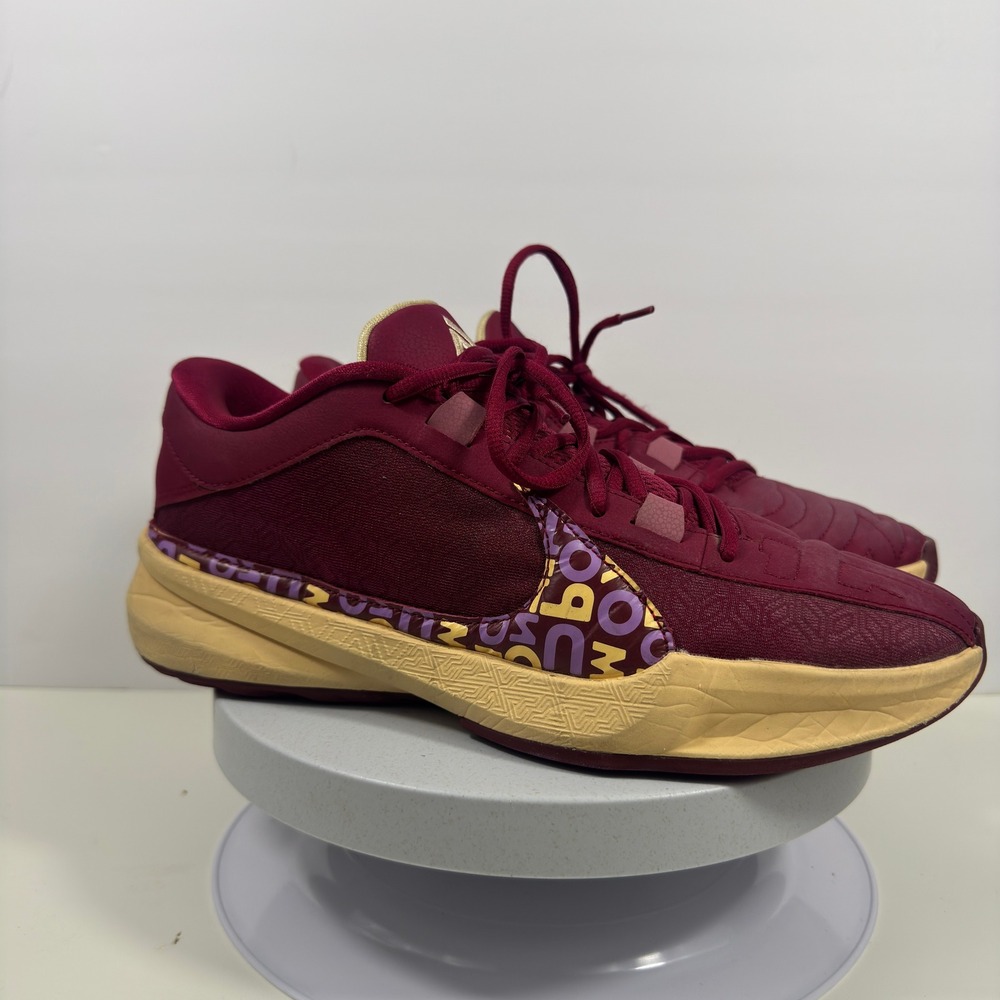 Nike Zoom‎ Freak 5 BooBasketball Shoes Burgundy Gold Men's Size 10 Giannis - Picture 6 of 16